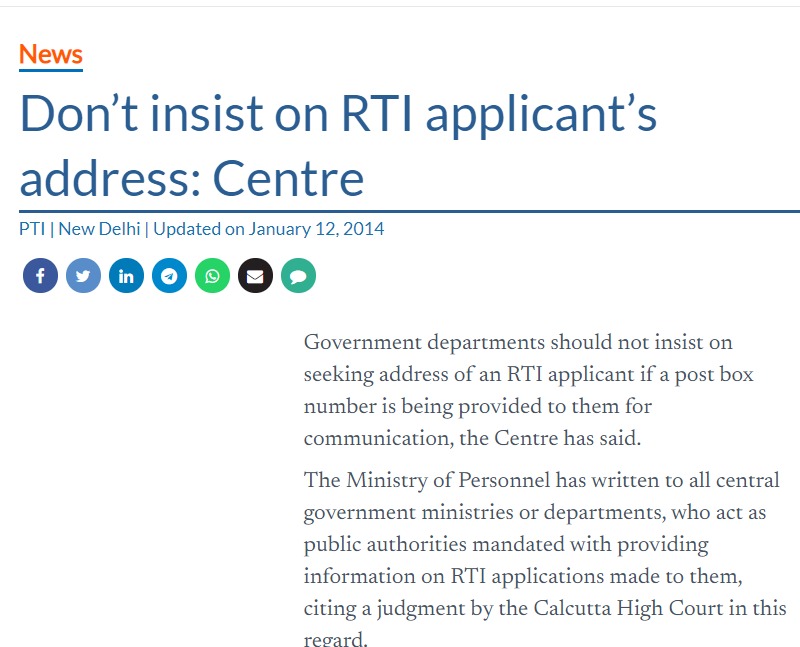 Protecting Identity of RTI Applicants - Lok Sabha Discussion